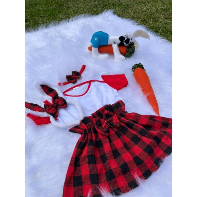 Pascoa Saia Xadrez + body + headband bebê infantil Newborn Mesversário menina festa junina caipira