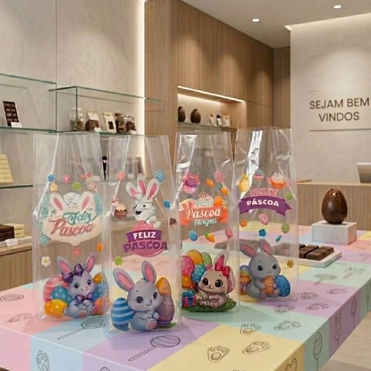 Kit 50 Embalagem Saquinho de Pascoa para embalar chocolates lembrancinhas decoração encantadora