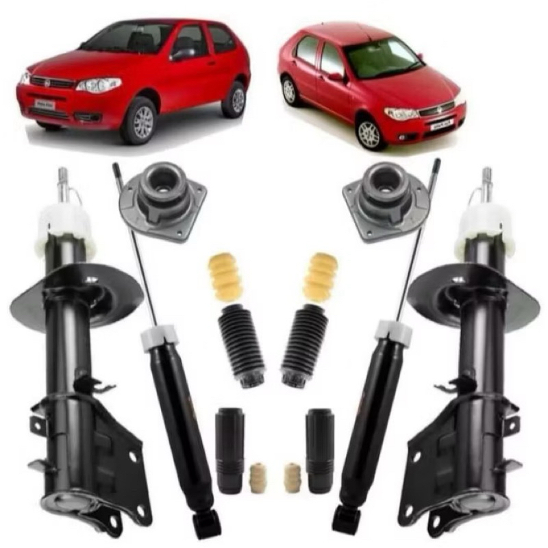 4 Amortecedores Palio Fire/Economy + Kits batentes