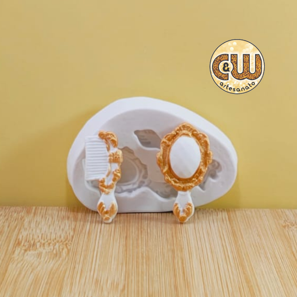 Molde de Silicone MINI Espelho e Pente Princesa Conto de Fadas Confeitaria e Artesanato em Oferta na Shopee