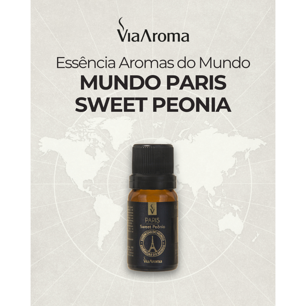 Essência Paris Sweet Peônia Via Aroma 10ml Floral Frutado Sofisticado Perfumação Ambiente Difusor Aromatizador