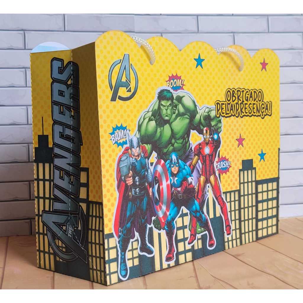 Sacolinha Surpresa Personalizada Lembrancinha Vingadores PEGUE E MONTE