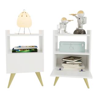 Kit 2 Mesa de Cabeceira Com Porta Nicho Quarto Casal Decoração Retro Fontana em Oferta na Shopee