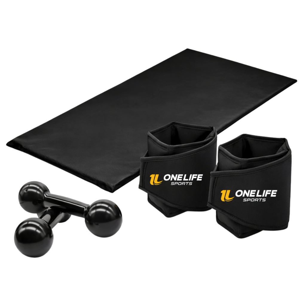 Kit Colchonete + Par Halter 2kg + Par Caneleira 2kg One Life Sports | Treino Funcional em Casa