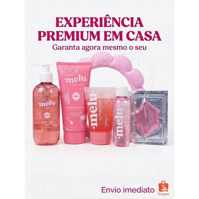 Kit Autocuidado Feminino Melu Ruby Rose Skincare Completo Presente Spa Em Casa Hidratante Sabonete Facial