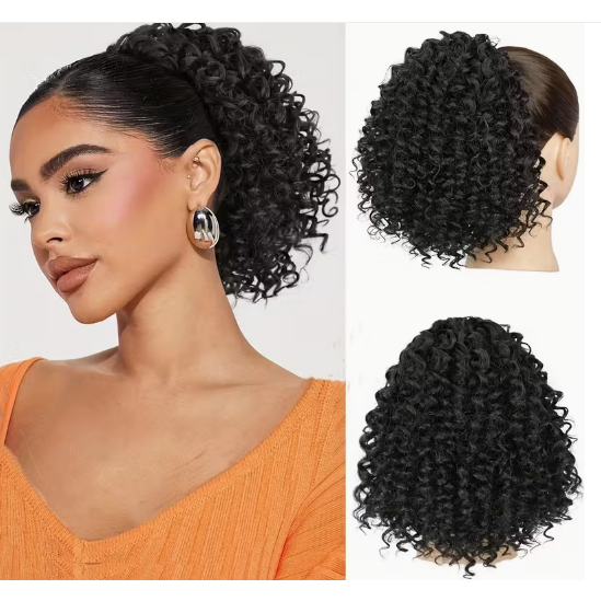 Rabo de Cavalo com Cordão Extensão Cabelo Orgânico Volumoso- Castanho Escuro