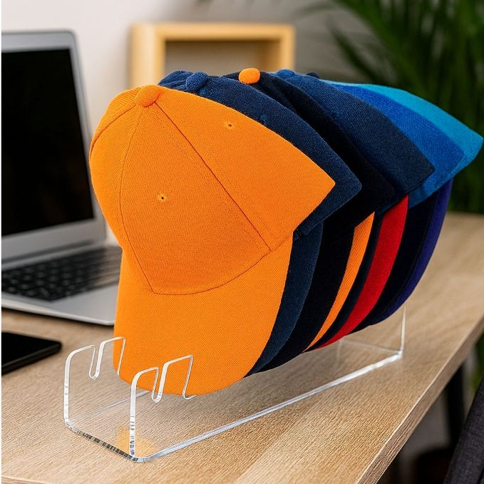 Suporte Organizador de Bonés em Acrilico Para 7 Bonés em Oferta na Shopee