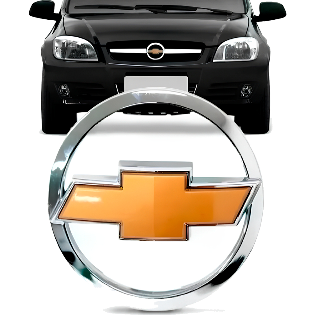 Emblema Chevrolet Celta Prisma 2007 a 2015 Gravata Dourada Grade Dianteira