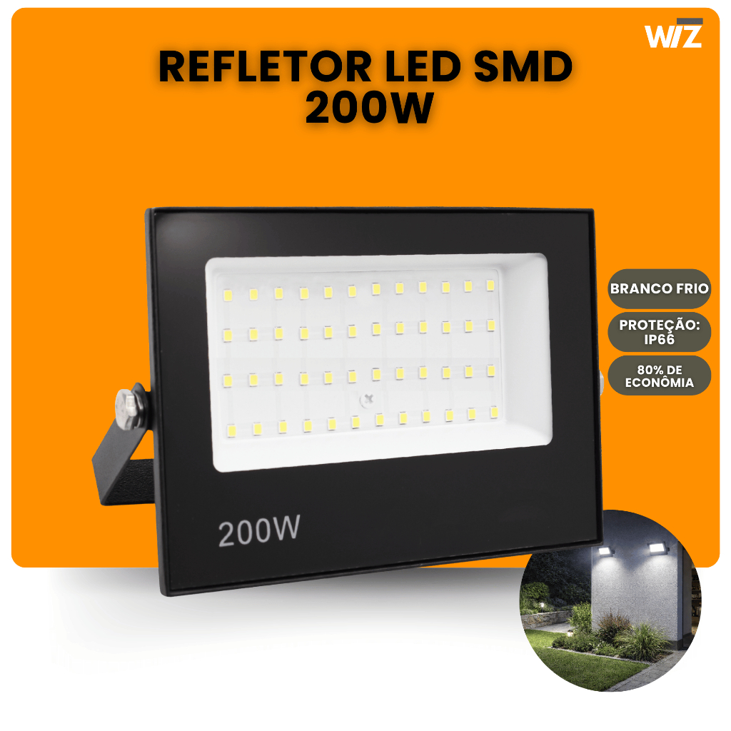 Refletor Led Holofote 200w Ip66 Bivolt Forte Luz Branco Frio 6000K Prova D'água em Oferta na Shopee