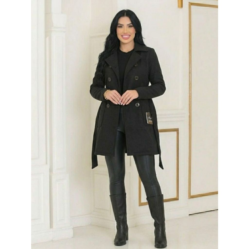 Blusa De Frio Feminina Preta  Sobretudo Moletom Flanelado Casaco De Inverno