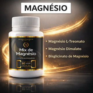 Magnésio Mix de L-Treonato Bisglicinato Dimalato 60cps em Oferta na Shopee
