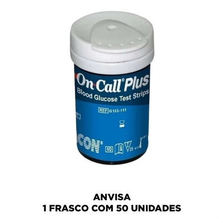 TIRAS DE TESTE DE GLICOSE FITA DE GLICEMIA ON CALL PLUS II C/ 01 CX