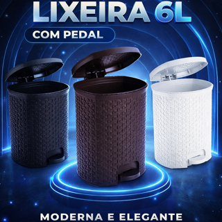 Lixeira Banheiro Cesto Poliestireno Cozinha De Luxo 6 Litros Rattan em Oferta na Shopee