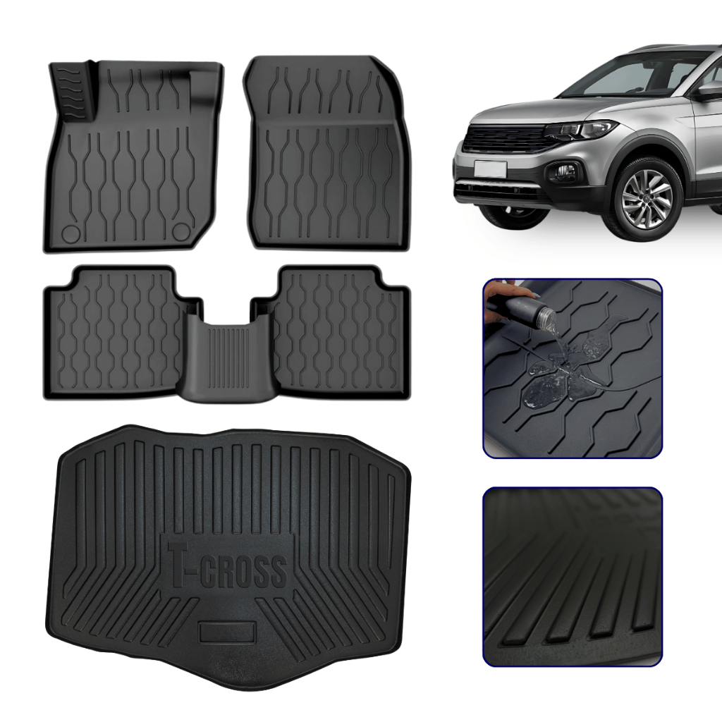Kit Tapete Bandeja Interno + Porta Malas Compatível com T-Cross Linha Premium