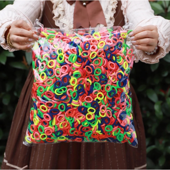 100 Peças Faixas De Cabelo Elásticas Fofas Para Meninas Mini Tiara De Nylon Colorida Acessórios De Rabo De Cavalo