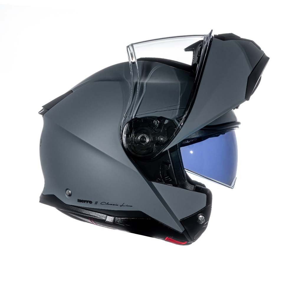 Capacete Moto Escamoteável Marca Bieffe Premium - B-Dynamic Classic Cinza Moon Fosco Robocop