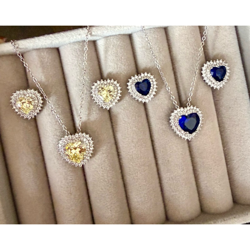 Conjunto coração  princesa cravejado  - semijoia