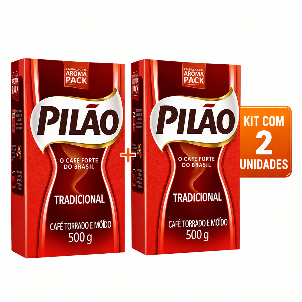 Kit 2 Café Pilão Tradicional 500g Torrado e Moído | 2 Pacote 500g a Vácuo