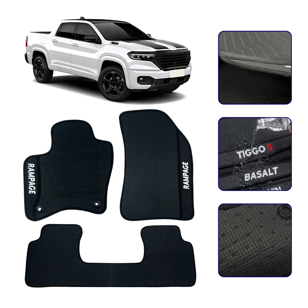 Jogo de Tapete Emborrachado Para RAM Rampage 2023 2024 2025 2026 Kit Automotivo