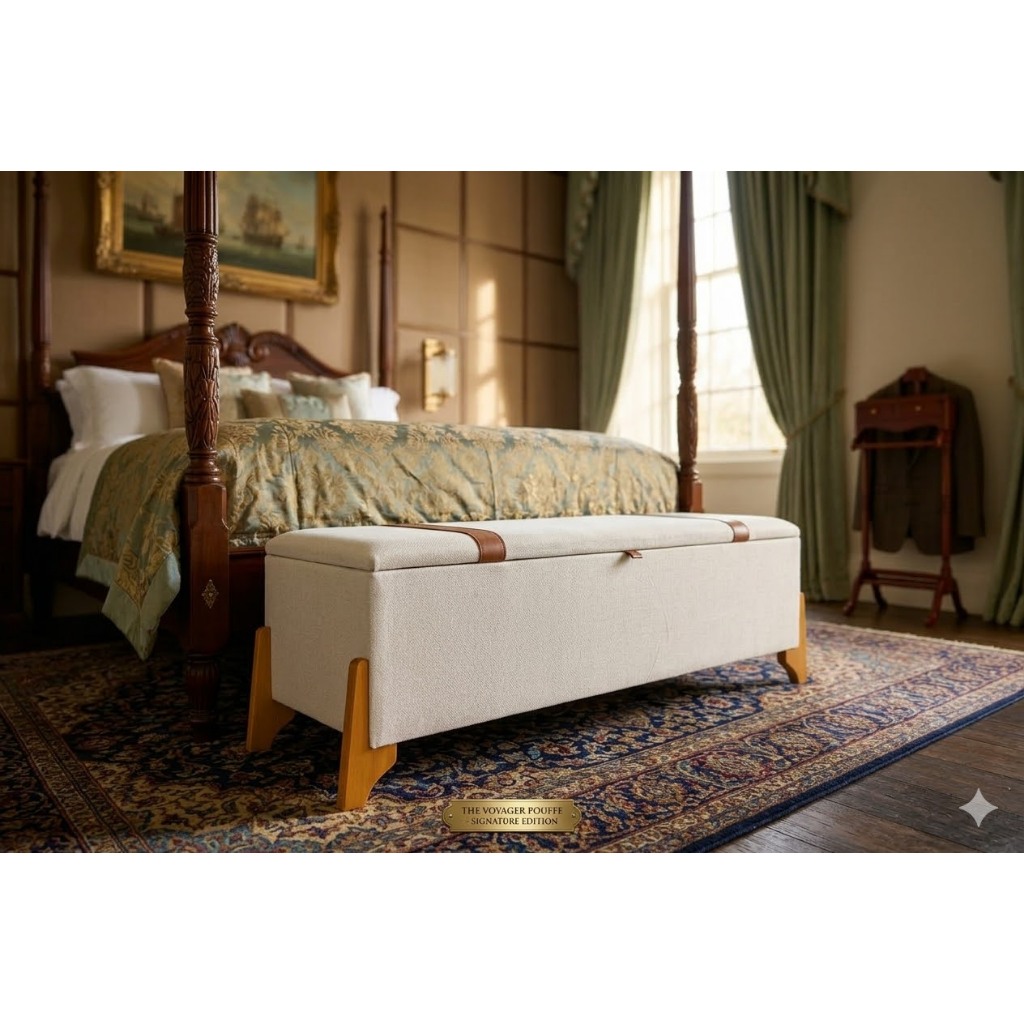Recamier Linho Calçadeira Sapateira Escritório Quarto Armazenamento Bau Estofado Minimalista Modern
