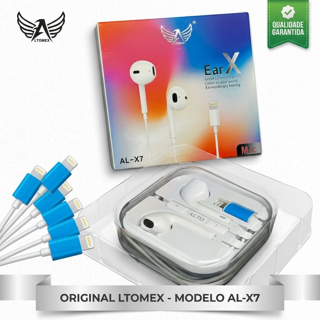 Fone de Ouvido Ltomex EarX - Modelo AL-X7 (Conector Lightning)