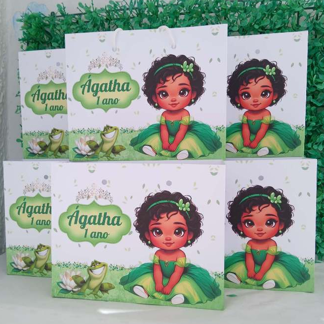 SACOLA PRINCESA TIANA 16X20 CM ( PEGUE E MONTE ) sacolinha de festa personalizada tema tiana