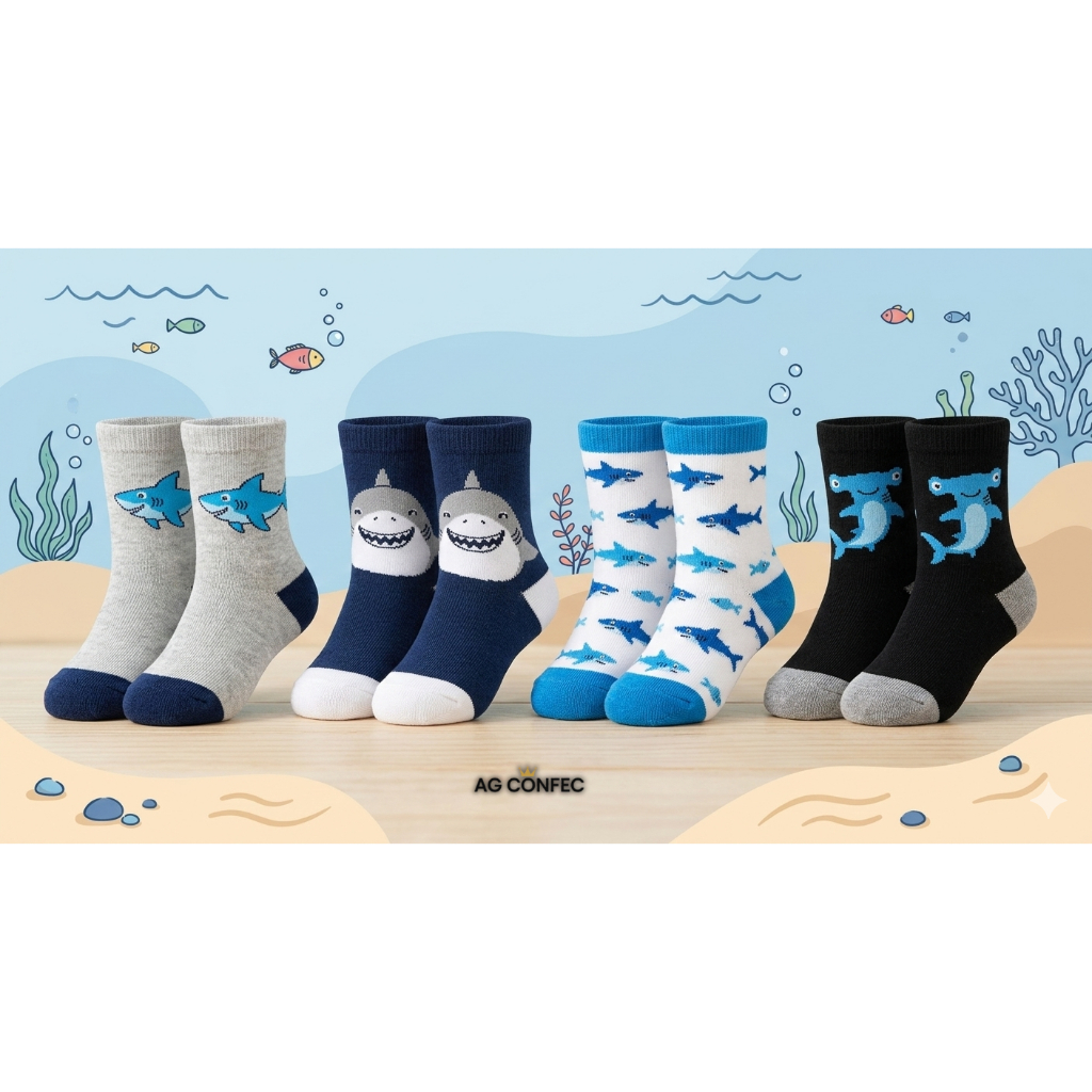 Kit 24 Pares de Meias Masculino Infantil Menino Sortidas/Coloridas Bebe