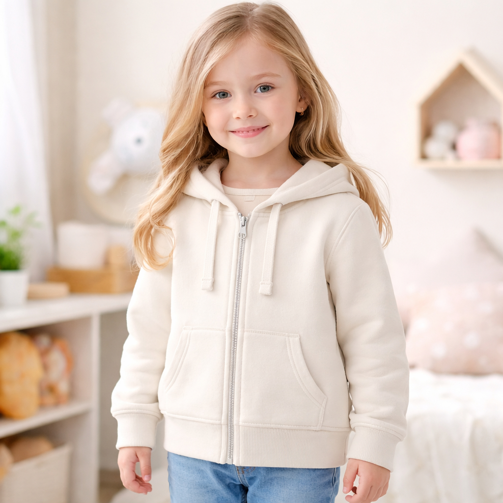 Moletom Infantil com Ziper Capuz e Bolso Quentinho Blusa Agasalho de Frio Menina Menino