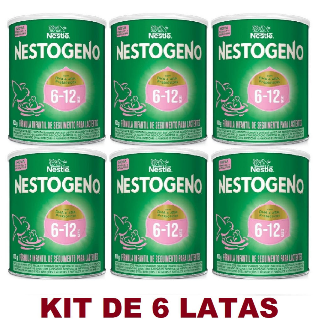 Kit 6 Latas Nestogeno 6 a 12 Meses 800g cada EQ.1
