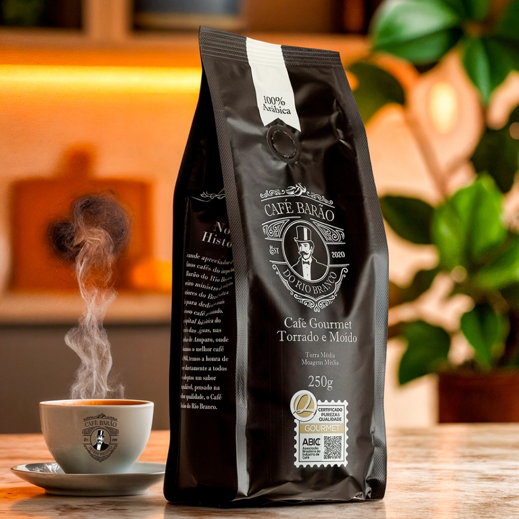 Café Gourmet 250g Torrado e Moido | 100% Arábica | Barão do Rio Branco | Cafe Especial