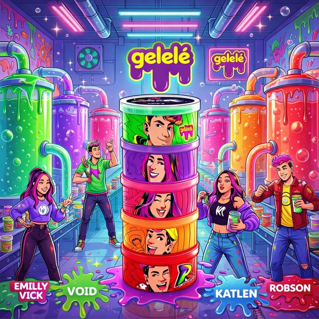 Kit Slime Torre com 05 Potinhos Original 330 g Slime Gelele Dos Rosa