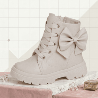 Coturno Infantil Bota Garota Laço Confortavel Menina Macia em Oferta na Shopee