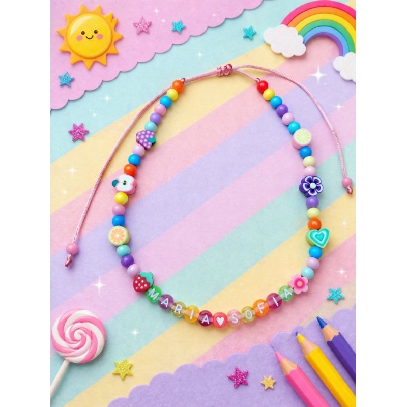 colar infantil personalizado colar infantil e pulseira
