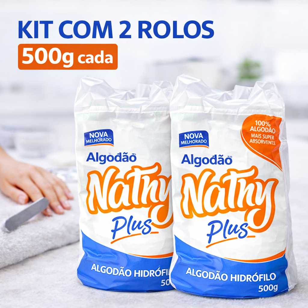 Kit 2 Algodão Hidrófilo Em Rolo 500g Ideal Hospitalar Manicure Maquiagem Macio e Absorvente