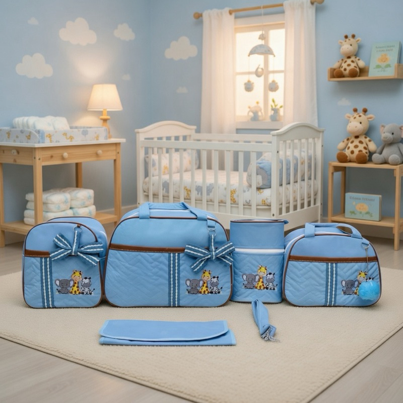 kit Bolsa maternidade 5 peças para Bebê Menino Menina Térmico e impermeável