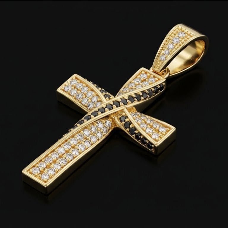 Detalhes do Pingente Cruz Cravejada 4cm 100% Moeda Antiga Idêntica ao ouro 18k