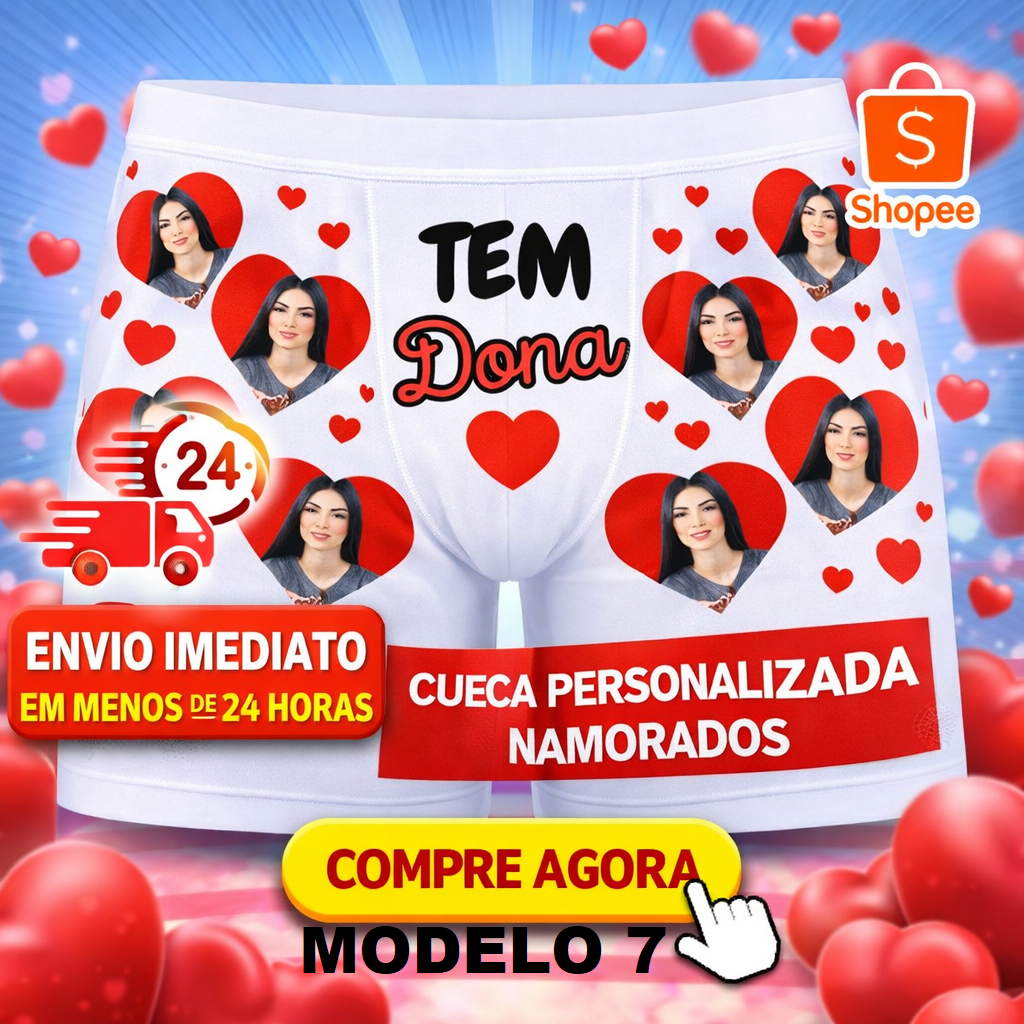 Cueca personalizada com foto coração