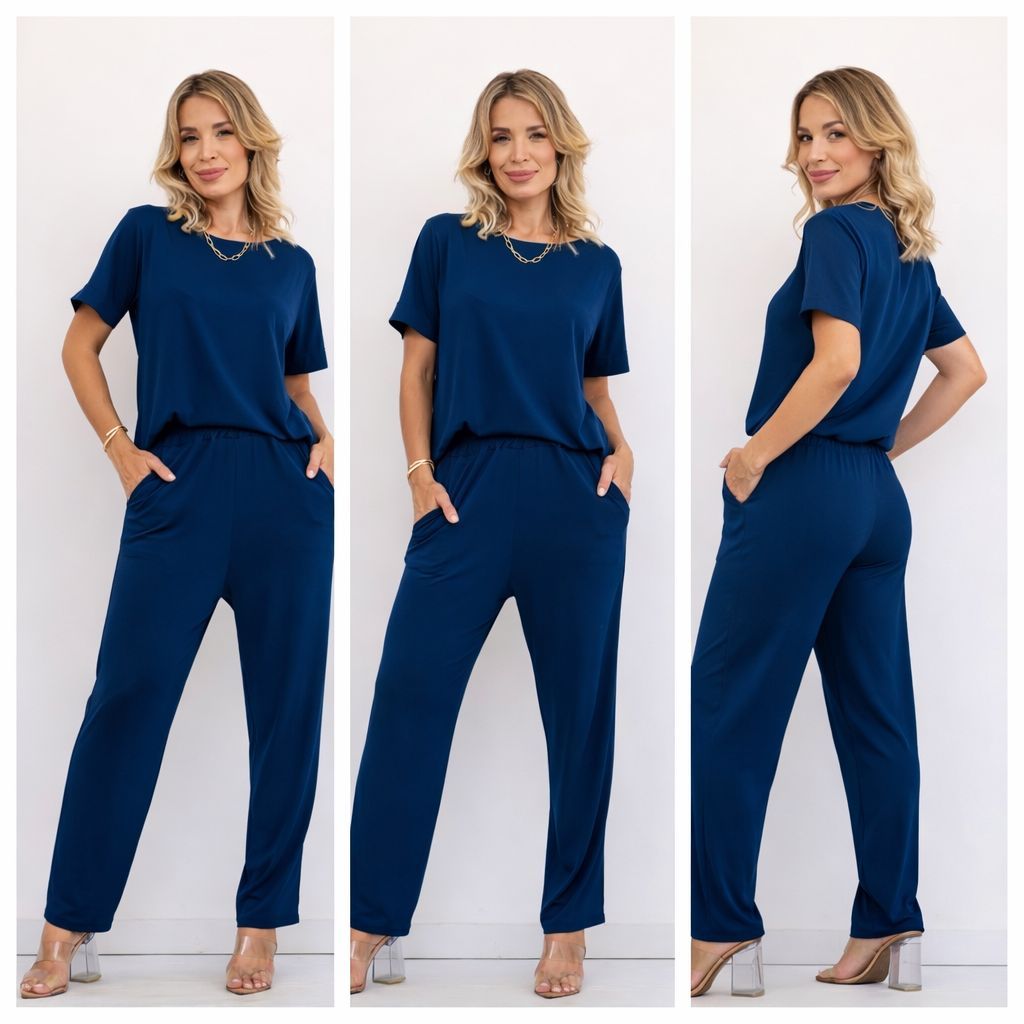 Conjunto Feminino Malha Viscolycra Plus Size Blusa Canoa e Calça Reta