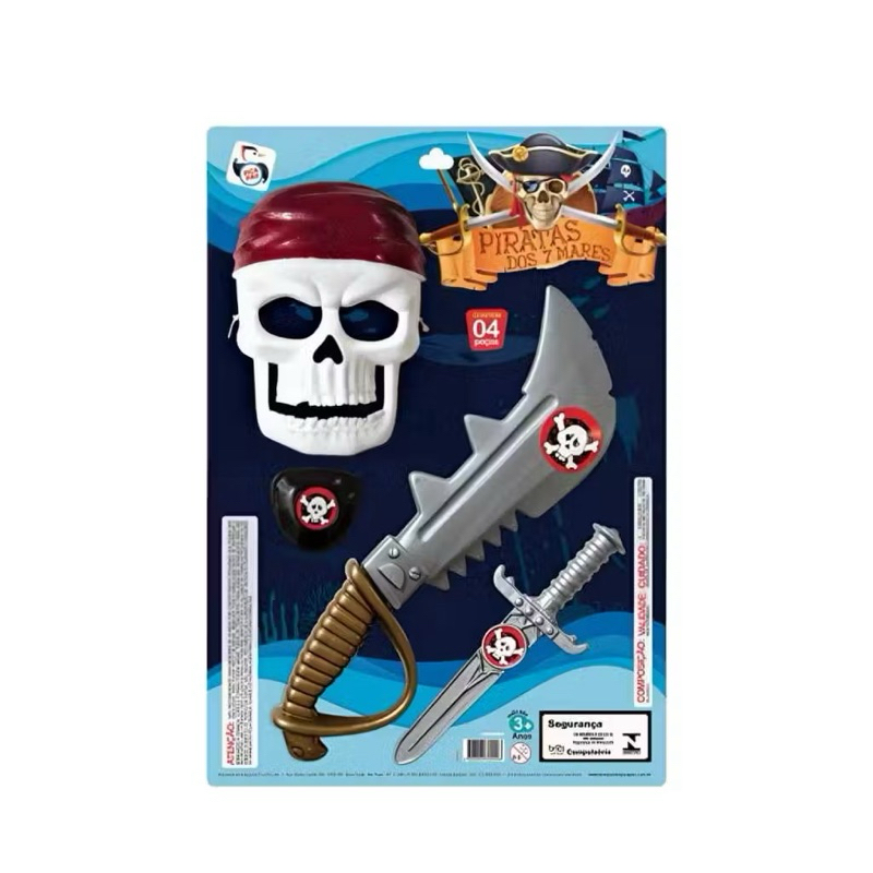 KIT PIRATA SETE MARES MÁSCARA INFANTIL COM INMETRO | MATERIAL: PLÁSTICO | 4 PEÇAS | BRINQUEDO | BRINCADEIRAS | PEGADINHA