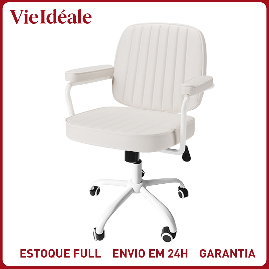 Cadeira de Escritório Giratória Retrô Couro Luxuosa, Ergonômica e Ajustável - Conforto para Diretor em Oferta na Shopee