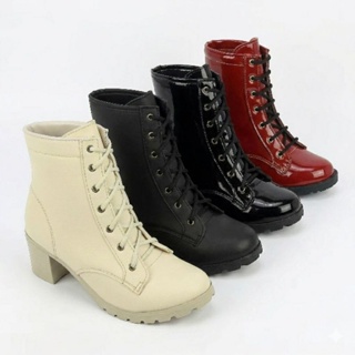 Bota Coturno Feminina Salto Alto Tratorado G80 em Oferta na Shopee