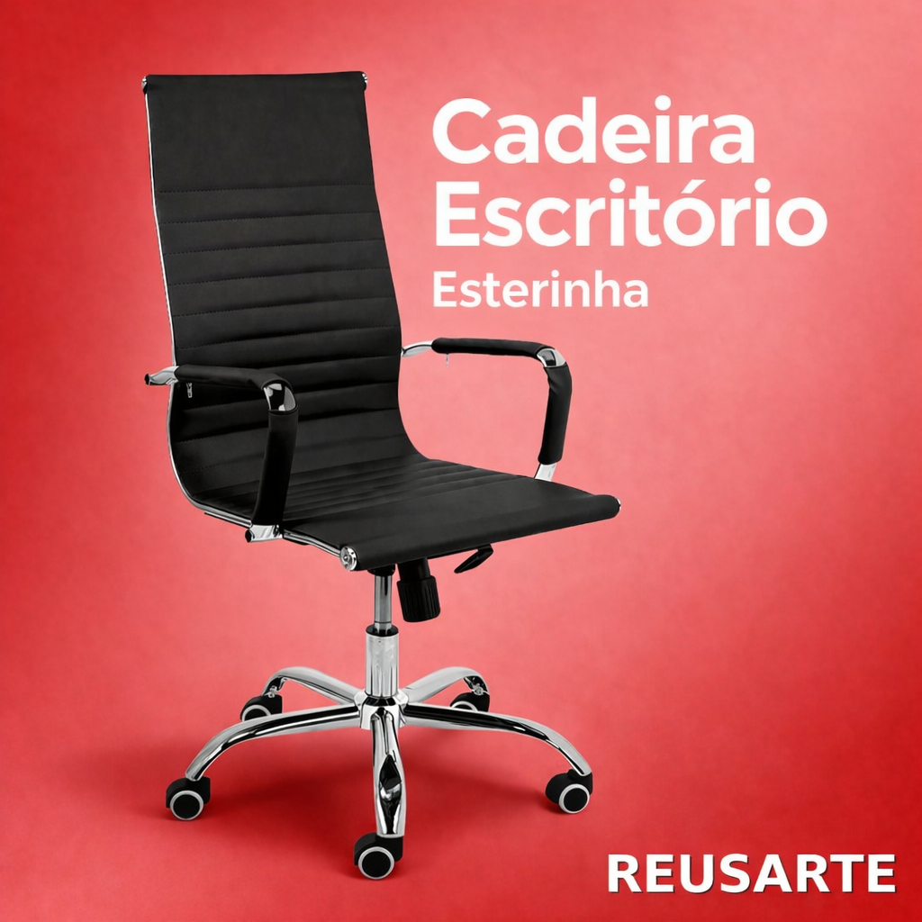 Cadeira Presidente Escritório Ergonômica Esteirinha Couro Sintético – Sistema Relax