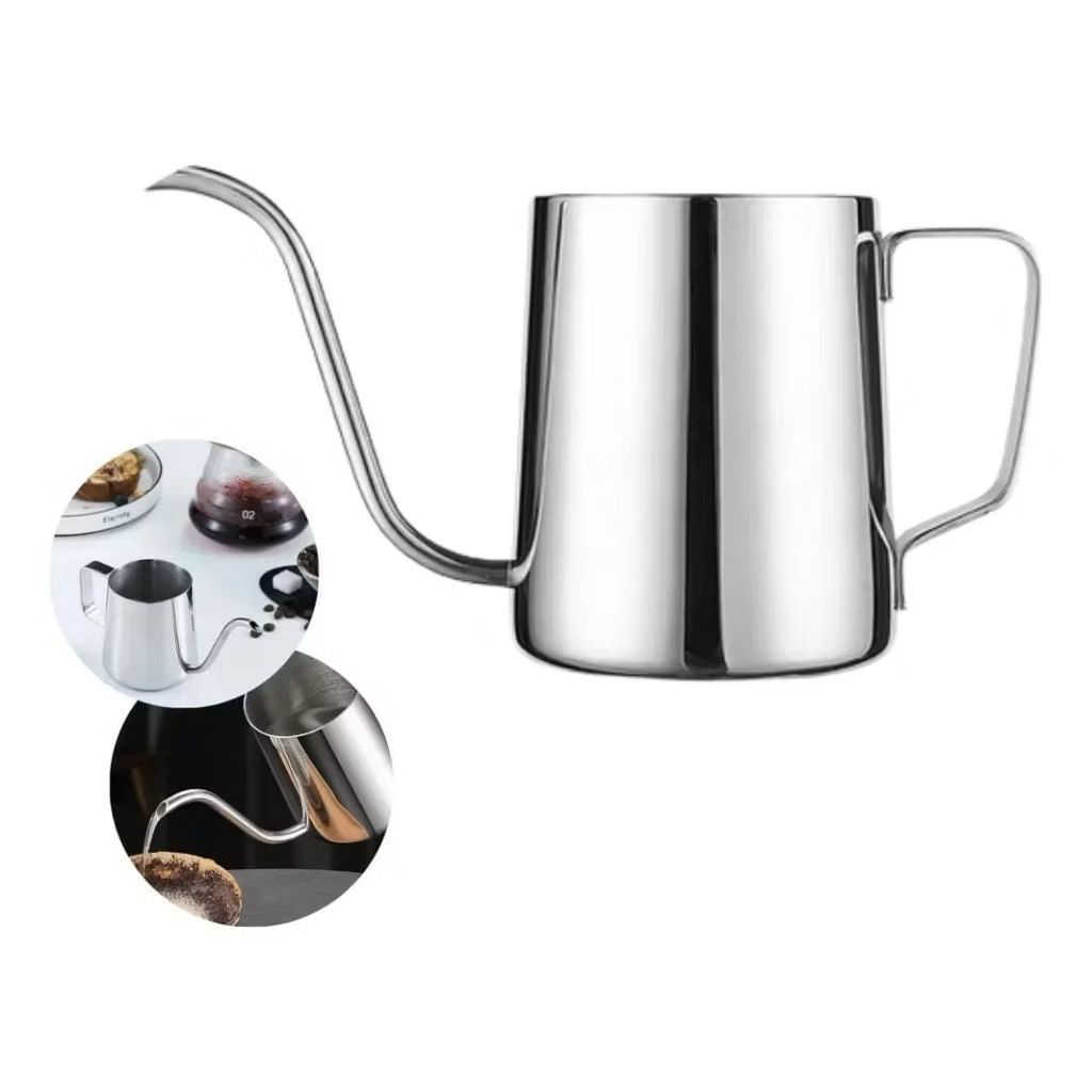 Bule 350ml Bico Fino de Precisão Chaleira Inox Bico De Ganso  Pour Over Jarra Pitcher Barista Café Coado