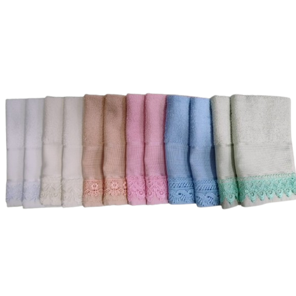 Kit 10 Toalhas de Lavabo p/ Bordar c/ Guipir - Linha Torino - Marca Dohler