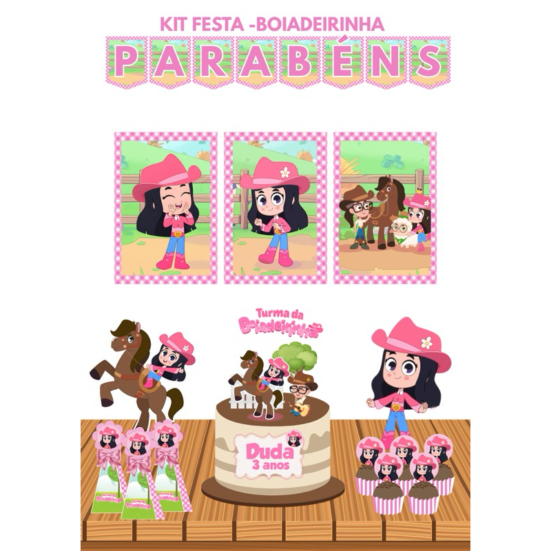 KIT FESTA PERSONALIZADO TEMA BOIADEIRINHA Produto Personalizado / Sob encomenda