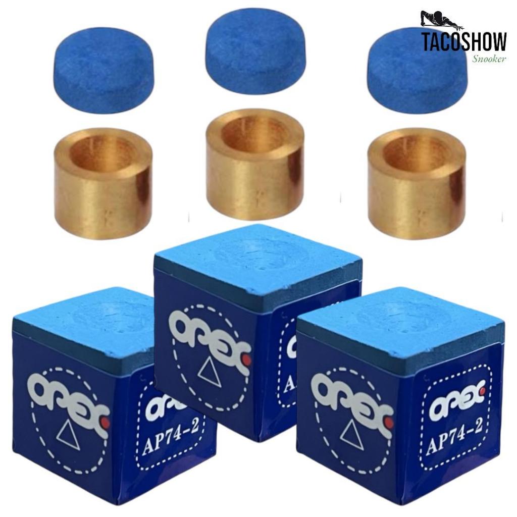 Giz de Sinuca Bilhar Azul Importado Apex Sola de Couro 11mm Profissional Virola Metal para Taco