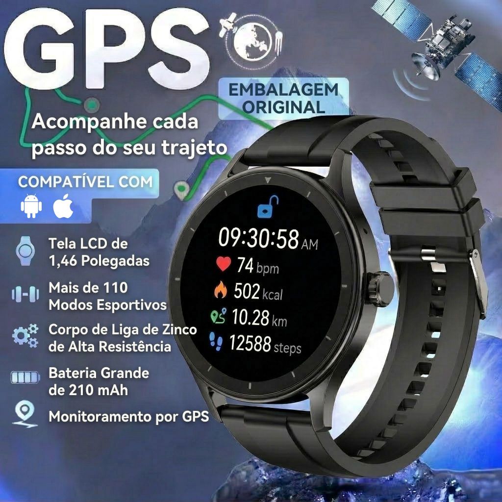 2026 Para S30 GPS NFC Relógio Smartwatch Masculino HD Tela AMOLED Freqüência Cardíaca