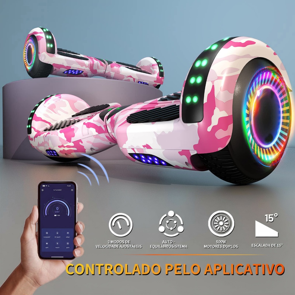 Hoverboard Auto-Equilibrante com Caixa de Som Bluetooth