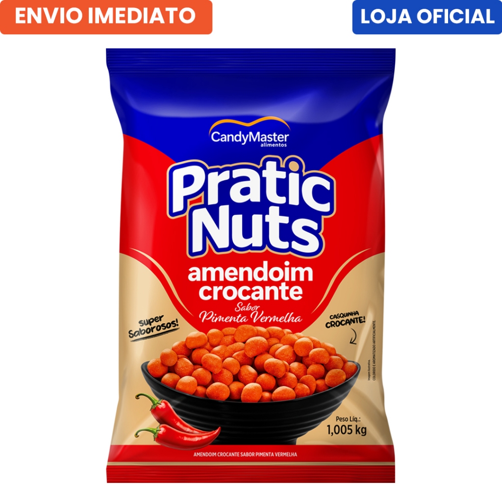 Amendoim Crocante Pratic Nuts Sabor Pimenta Vermelha 1,005 Kg