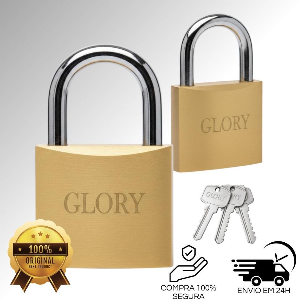Cadeado Glory Resistente Com 3 Chaves Para Armário Mala E Portão Varios Tamanhos